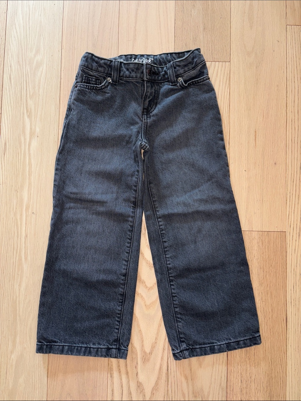 Cat & Jack Charcoal Black Wide-Leg Jeans